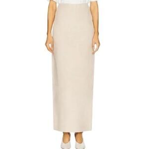 NWT L'Academie Beige Tan Suede column long maxi skirt medium